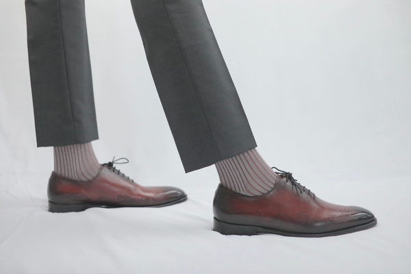 Over The Calf Mens Dress Socks Grey Burgundy