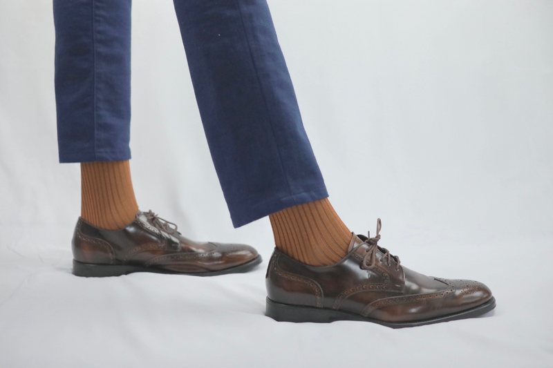 Over The Calf Mens Dress Socks Orange Brown