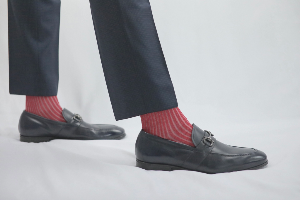Over The Calf Mens Dress Socks Red White